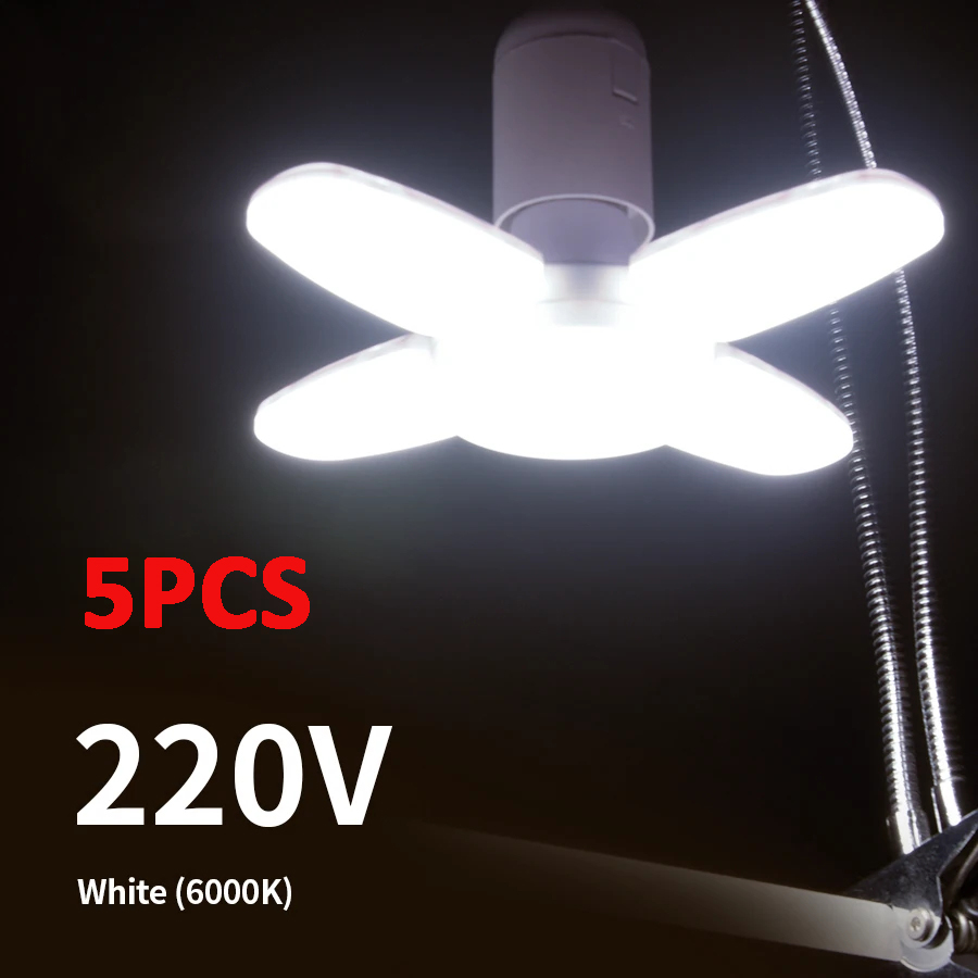 E27 Fan Shape LED Bulb AC220V 28W Foldable Led Light Bulb Lampada For Home Living Room Warehouse Garage Ceiling Light: Blue