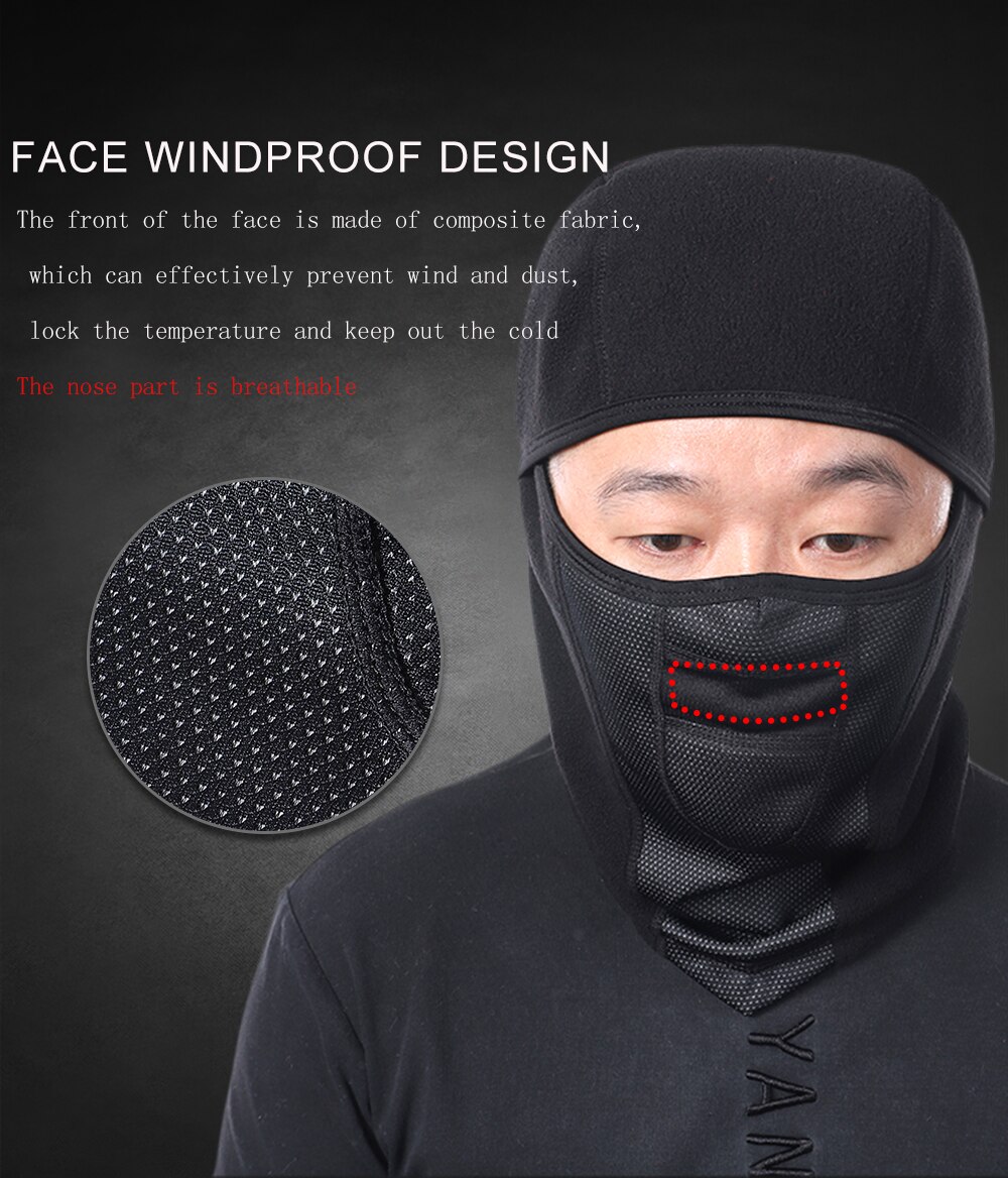 Arsuxeo Winter Fietsen Cap Ski Masker Fleece Thermal Fiets Hood Bivakmuts Snowboard Winddicht Fietsen Sjaal Hoofddeksels M1