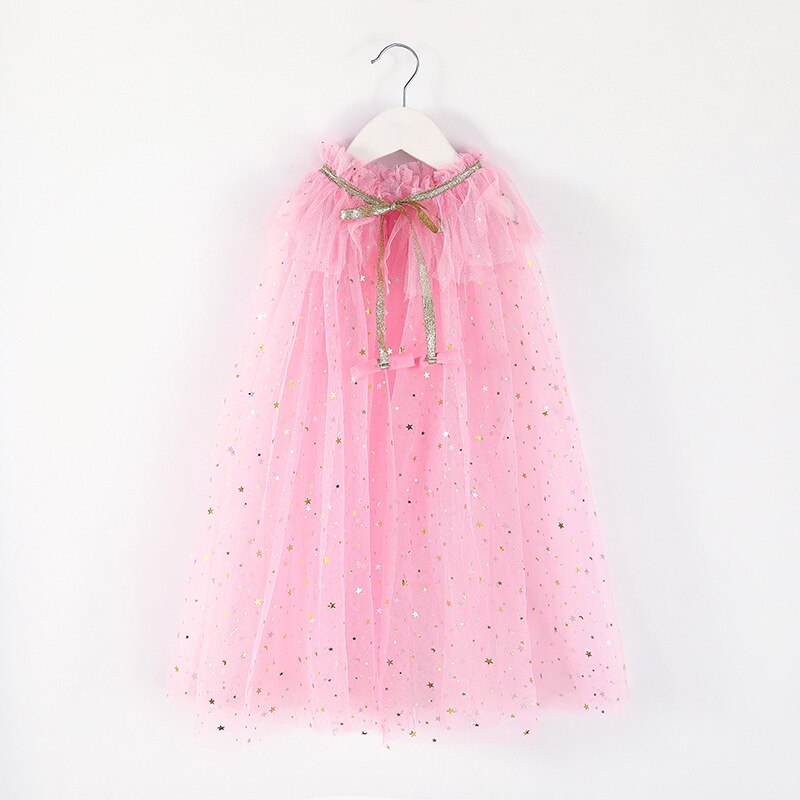 Natale taglia unica ragazze mantello paillettes palla scialle scialle abito per bambini cappotto del capo festa di compleanno spiaggia arcobaleno avvolgere Costume da principessa: Pink