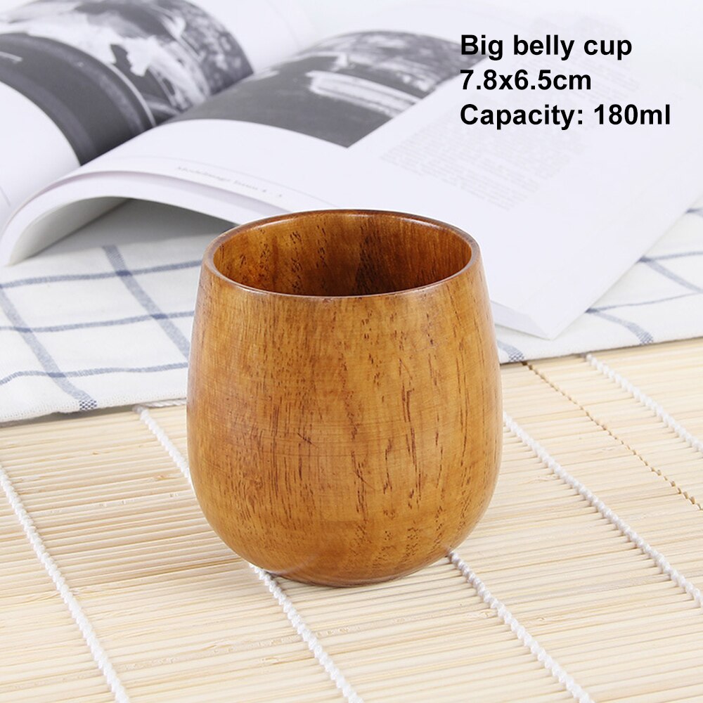 Wooden Big Belly Cups Handmade Natural Spruce Wood Cups Beer Tea Coffee Milk Water Cup Kitchen Bar Drinkware: A