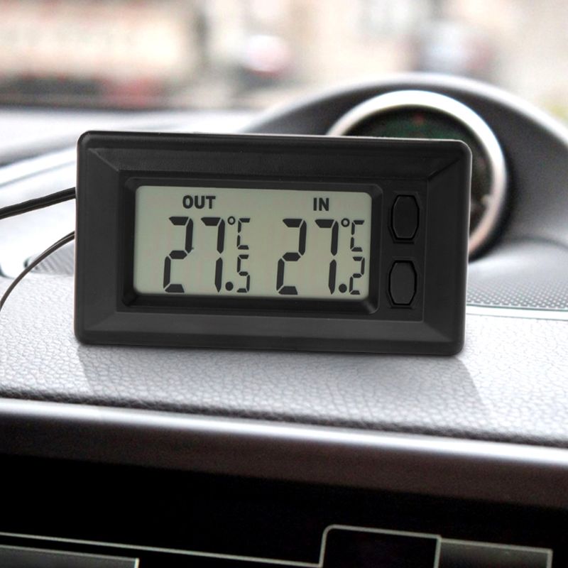 Auto lcd digitaal display binnen- en buitenthermometer met 1.5m kabels