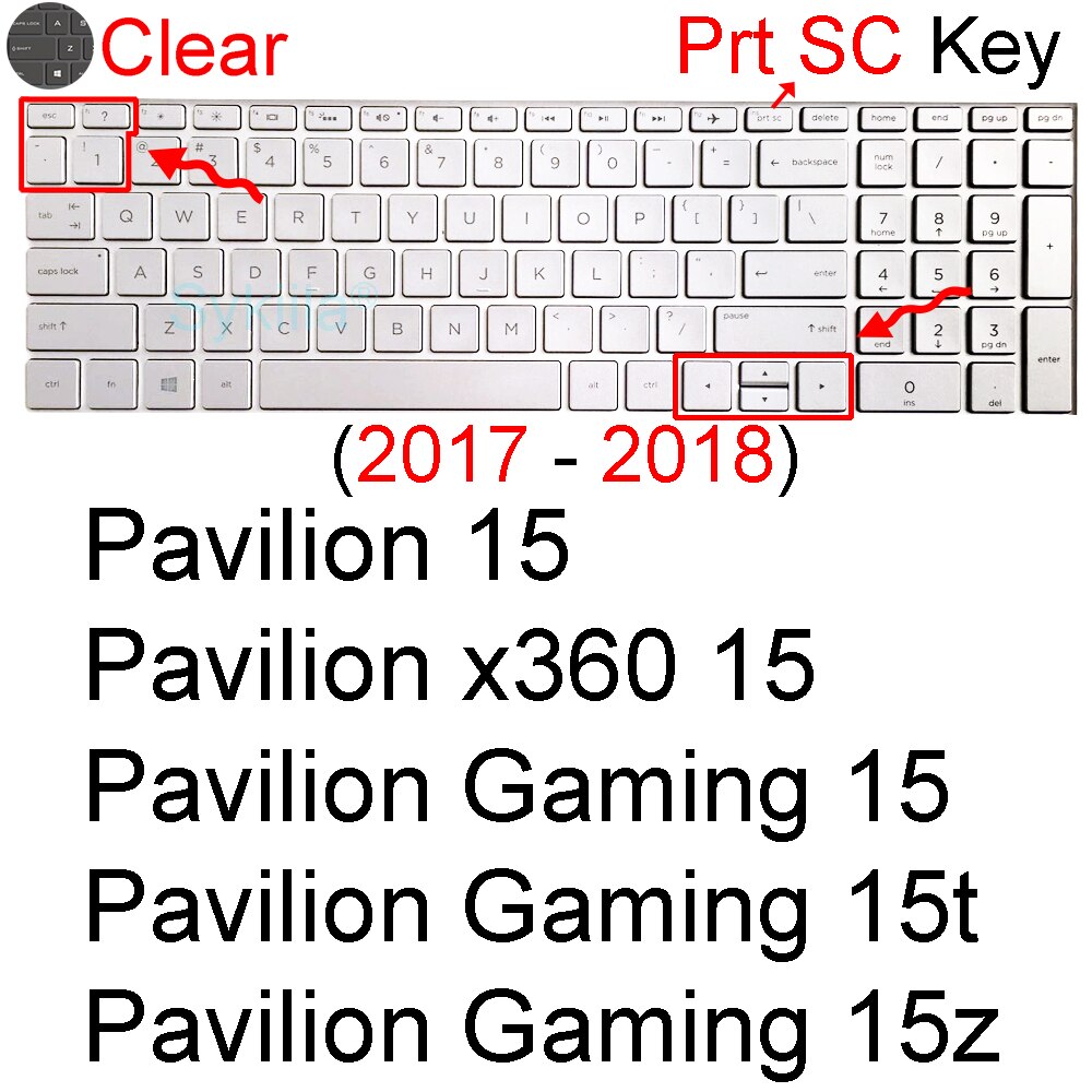 Cubierta de teclado para HP Pavilion 15, funda protectora de silicona, Accesorios para ordenador portátil, CB 15-CC 15-CD 15-Ck 15-CX 15-AB 15-AU: Clear 2017-2018
