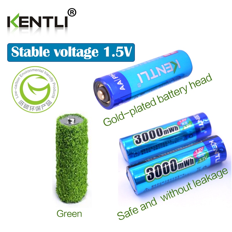 KENTLI 4pcs AA 1.5V 3000mWh lithium li-ion rechargeable battery + 4 Channel polymer lithium li-ion battery batteries charger