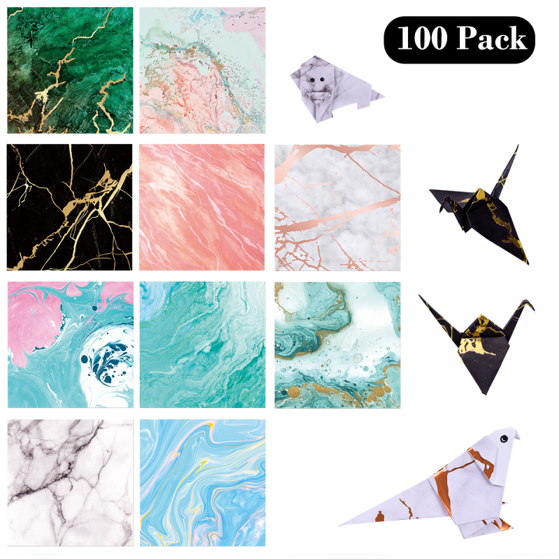 100 stücke Platz Origami Papier Einseitig Marmor aufbringen Bronzing Bunte DIY freundlicher Gefaltet Papier Scrapbooking Handwerk Dekor 15 × 15cm