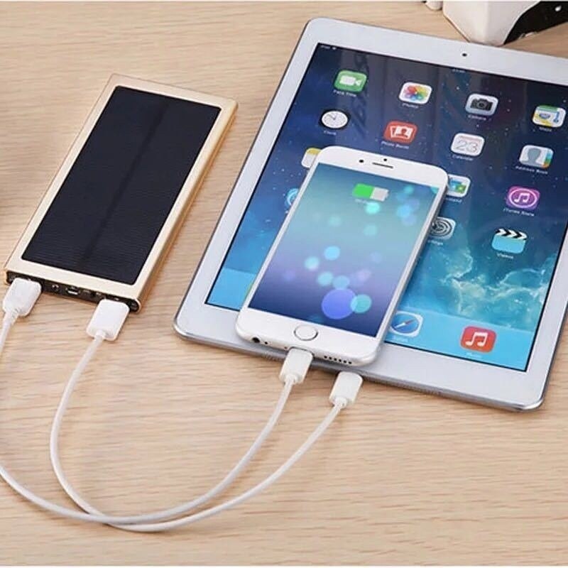 Solar 30000mAh Power Bank Large Capacity Ultra Thin 9mm with LED Light External Solar Charger Travel Powerbank for Smartphone