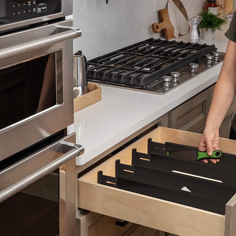 Bamboo Drawer Dividers Kitchen Drawer Organizers Spring Adjustable & Expendable Tray Organizer for Kitchen, Baby Drawer, Bathroo