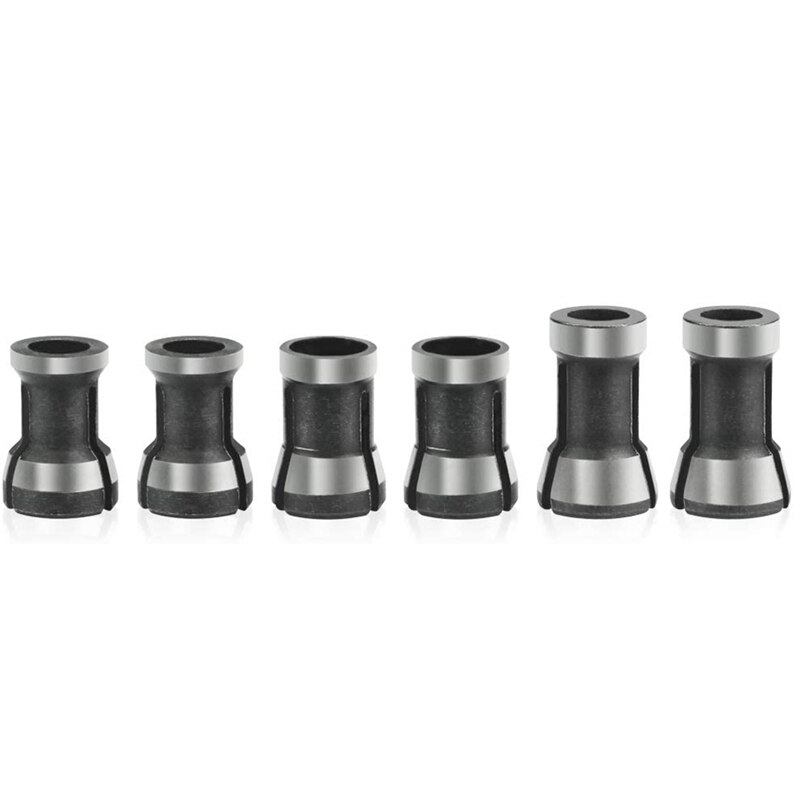 6 Pcs Router Collet Chuck High Precision Collet Reduction Sleeve HSS Split Bushing Collet Chuck Milling Cutter Adapter: Default Title
