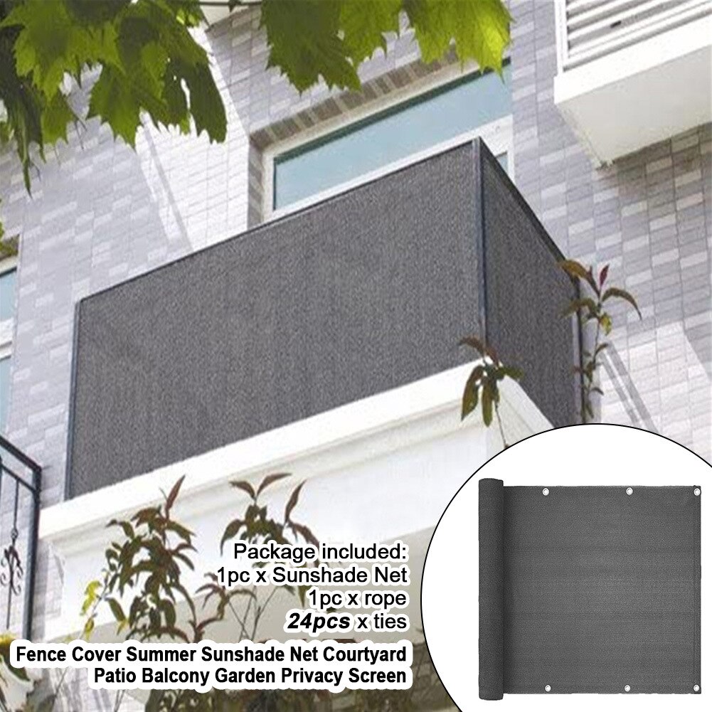 Balcony Safety Net Home Privacy Shade Sail Garden PE Buckle Sunscreen Net Gray Black Color