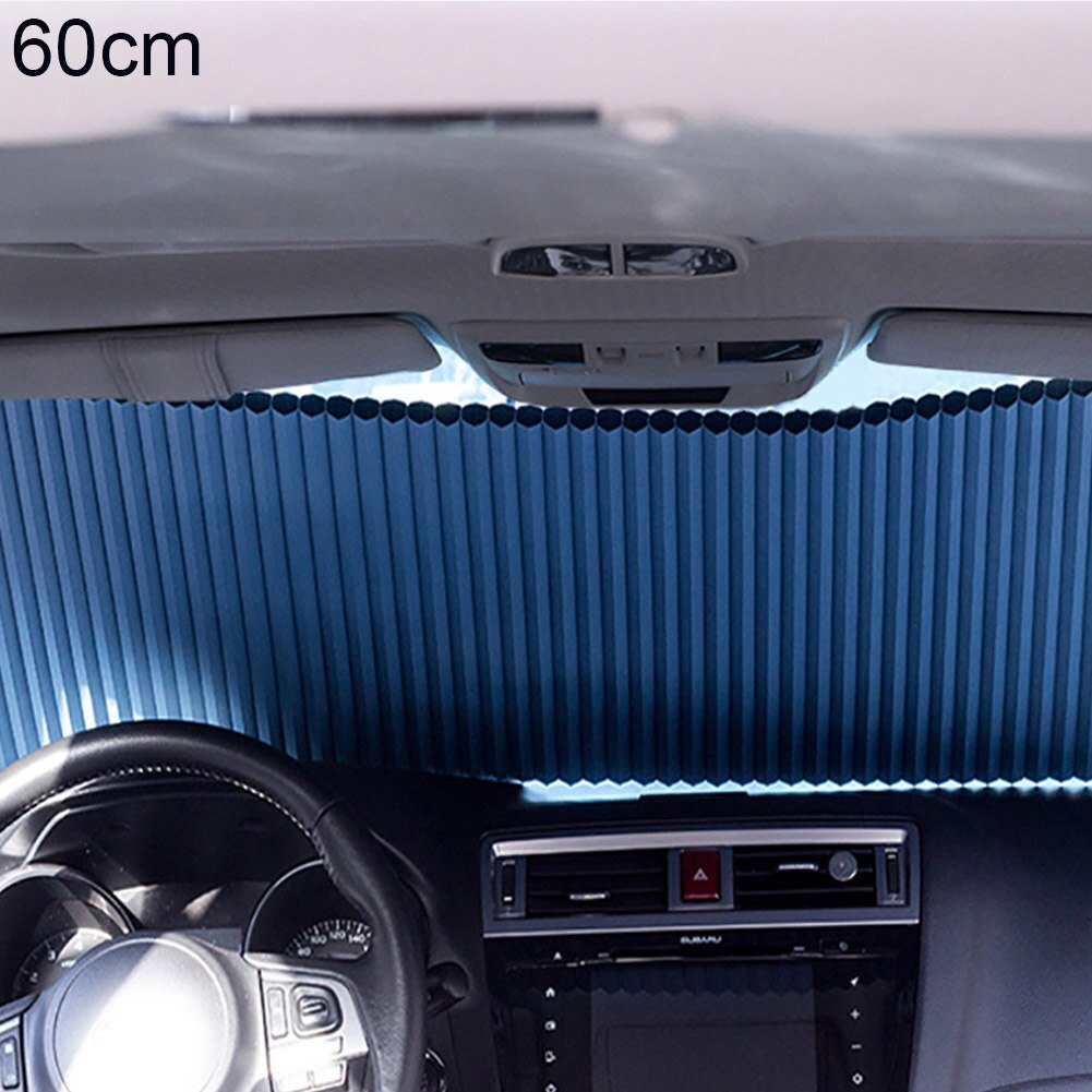 Autoruit Anti-Uv Intrekbare Opvouwbaar Voorruit Zonnescherm Cover Shield Gordijn: Blue 60cm