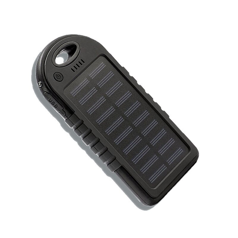 Solar Power Bank Draagbare Solar Panel Dual Usb Batterij Oplader Opladen Led Batterij Oplader Voor Iphone5 6 7 8 X: Black