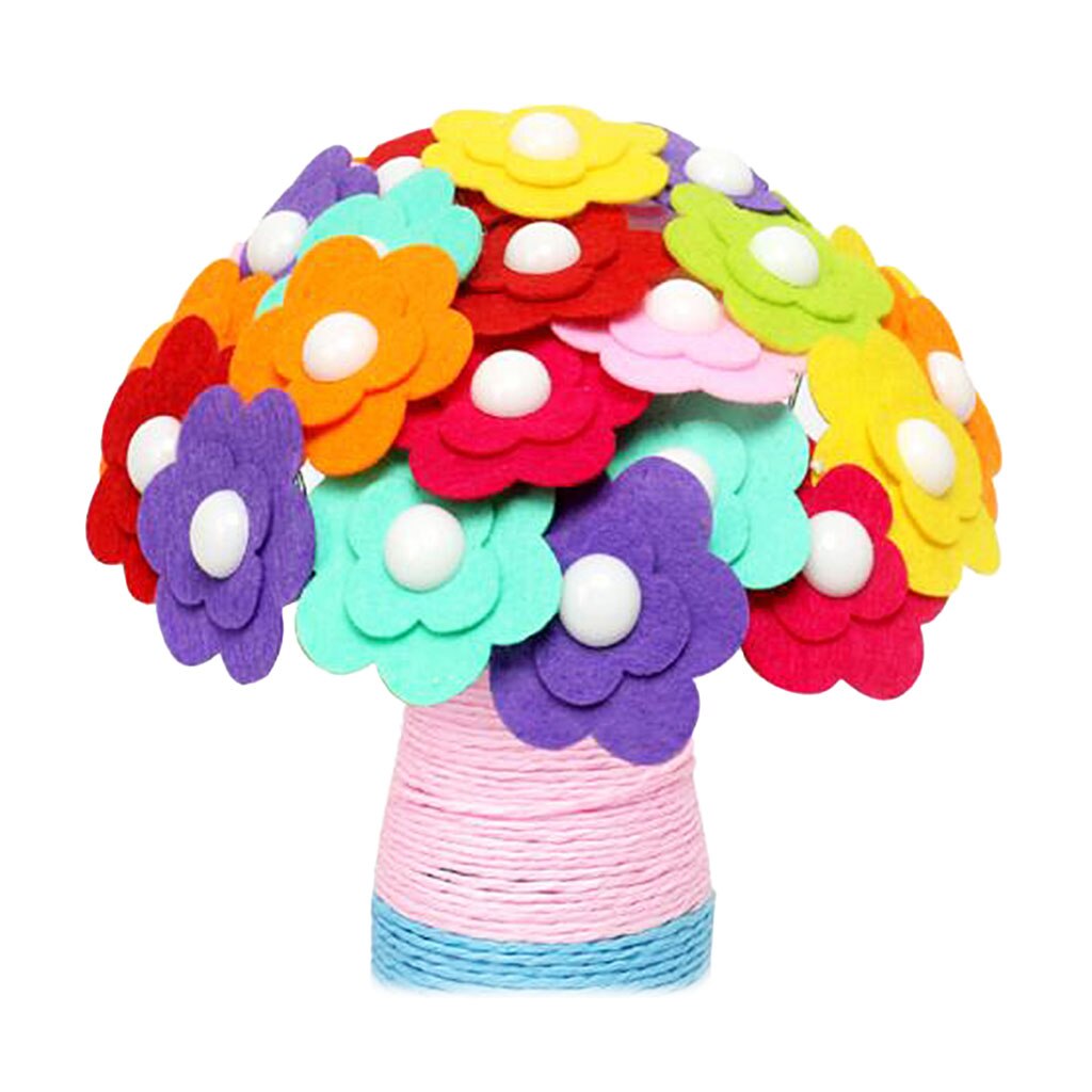 DIY Craft Iron Wire Button Felt Bouquet Kit Make 40 Flowers: Vase-Heronsbill