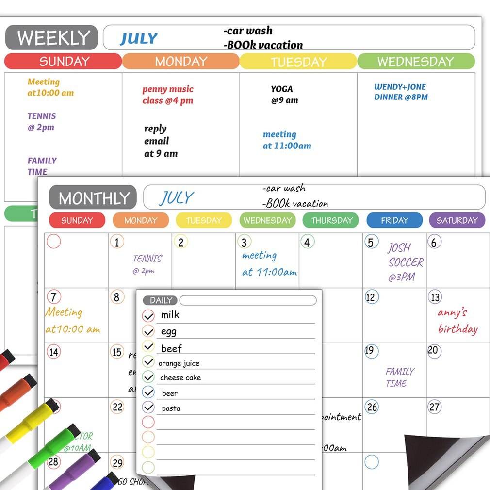 Erasable Refrigerator Magnetic Calendar Planner Du Grandado