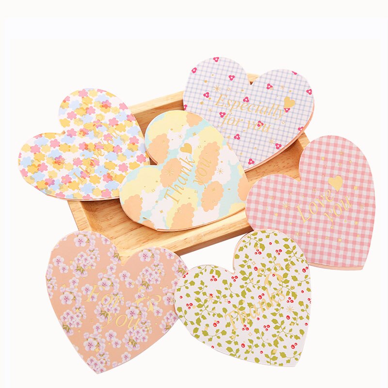 10pcs/set greeting card blessing language cardheart-shaped folding message card birthday business card: 10 pcs random