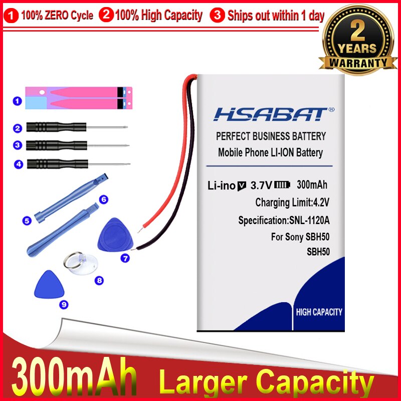 HSABAT-Batería de 300mAh para auriculares bluetooth, acumulador para SONY SBH52, SBH-52, SBH50, SBH-50, AHB291634P