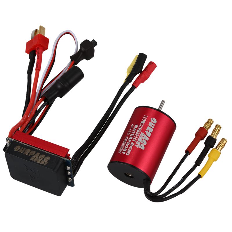SURPASS HOBBY S2435 4800KV Sensorless Brushless Motor and 25A Brushless ESC Combo Set for 1/16 1/18 Truck