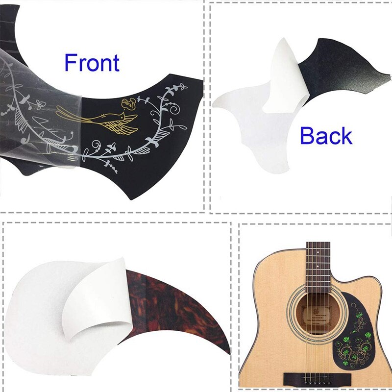 8 -pakning akustisk gitar pickguard selvklebende kolibri og vannformet gitar pickguard for 40 tommers 41 tommers gitar