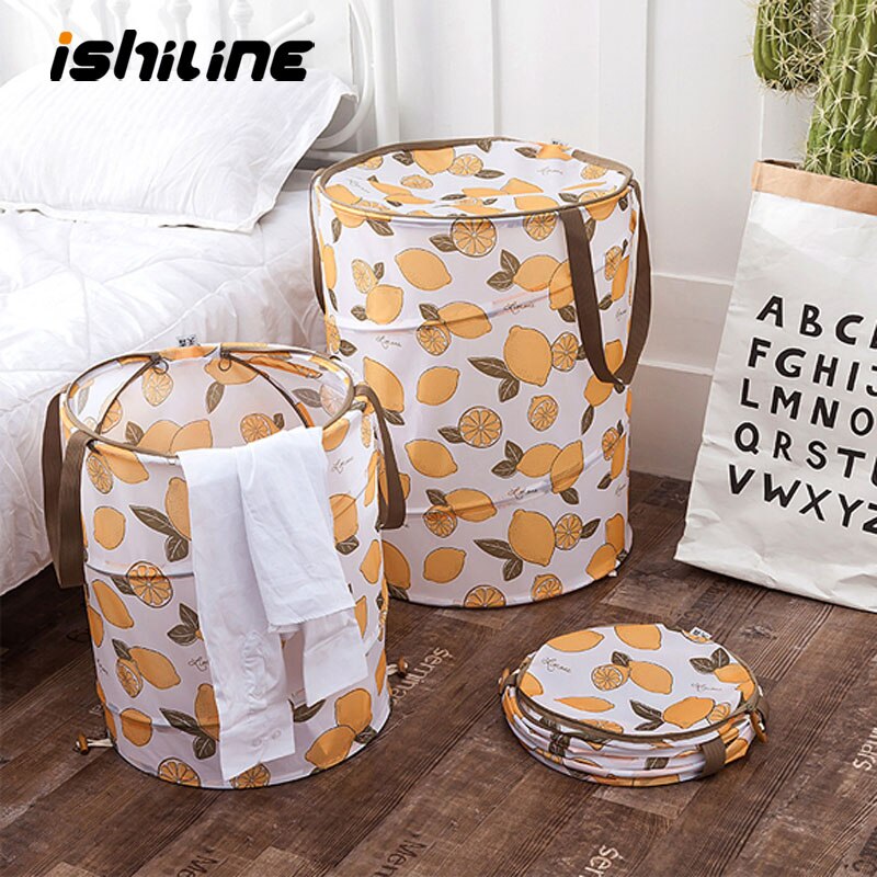 Folding Storage Basket Dirty Clothes Basket Oxford With Zipper Cover Clothing Toy Organizer LaundryBasket Home Storage Bucket