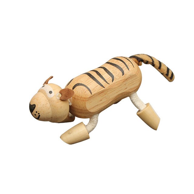 Wooden Small Animal Solid Wood Animal Doll Model Toy Children Forest Animal Puppet Toy Decoration: tiger