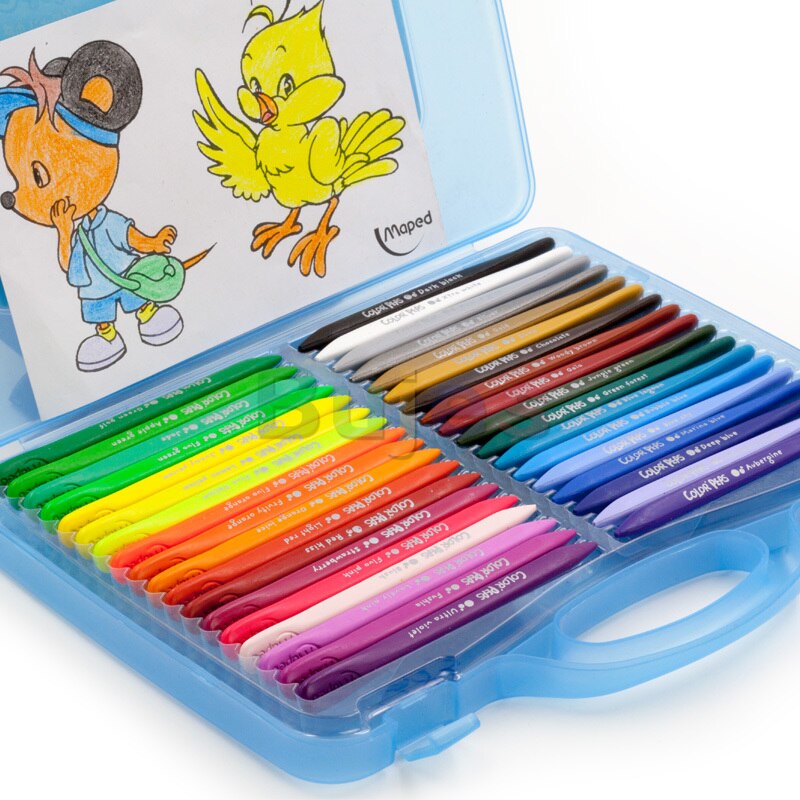 Maped Plastic crayon 12/24/36 color children's safety non dirty triangle crayon graffiti color pen set drawing art supplies