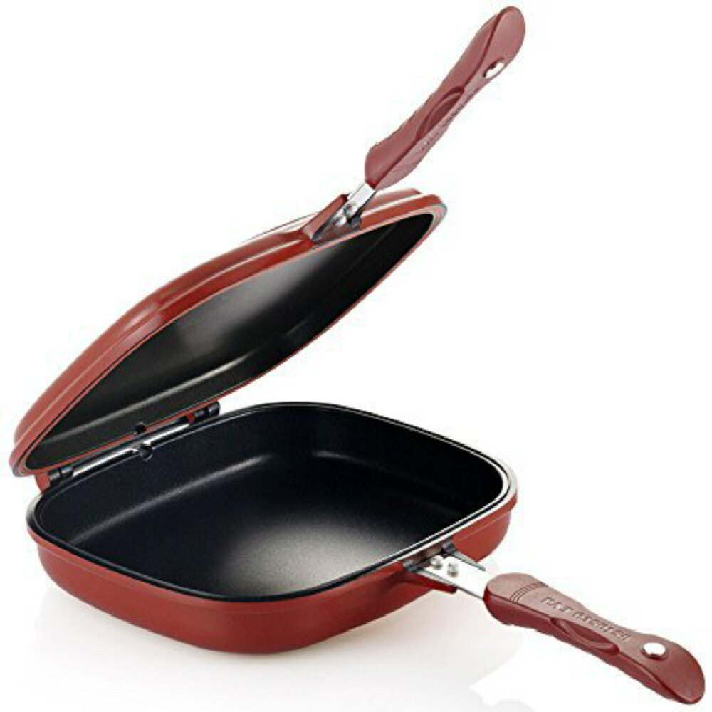 Sartén doble de doble cara para parrilla, sartén de doble cara, bandeja para hornear, sartén para Wok de doble cara