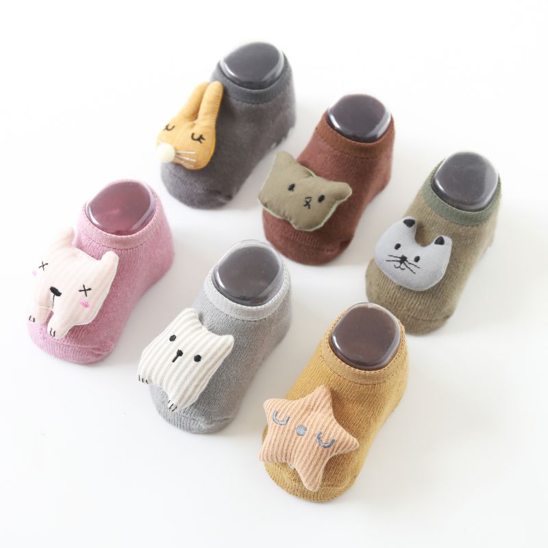 Leuke Mooie Kinderen Sokken Schattige Pop Baby antislip Sokken Badstof Warme Dikke Kinderen Boot Sokken Baby Floor sokken FM Legergroen