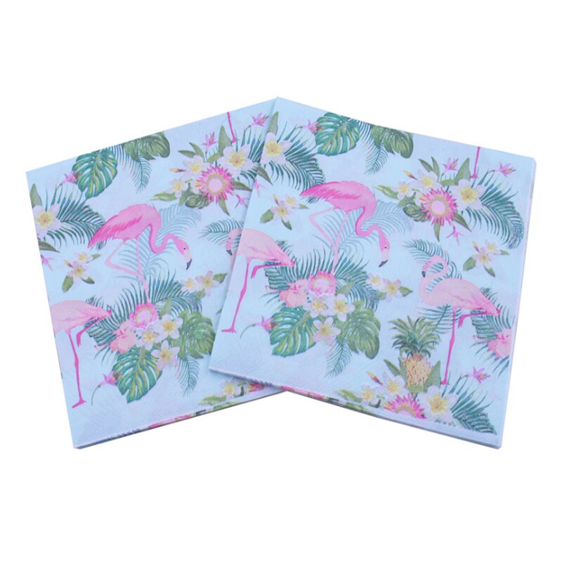 Servilletas de papel con estampado de flamencos, 20 unidades por paquete, pañuelos de papel con estampado de dibujos animados para decoración de hogar, fiestas, restaurantes