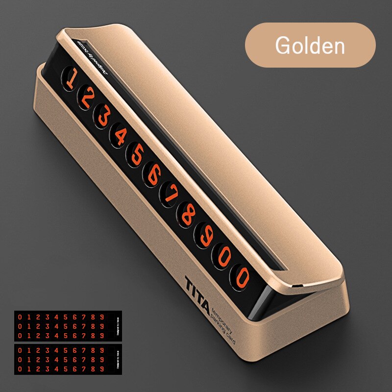 Auto tijdelijke parkeerkaart telefoonnummer digitaal plus zwarte kaart kenteken telefoonnummer parkeerplaats stop auto accessoires: Gouden