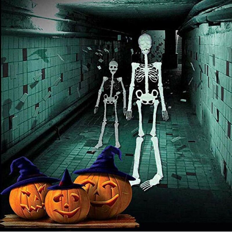 Halloween prop menneskelig skjelett lysende full størrelse hodeskalle hånd liv kroppen kropp poserbar anatomi modell fest festival dekorasjon
