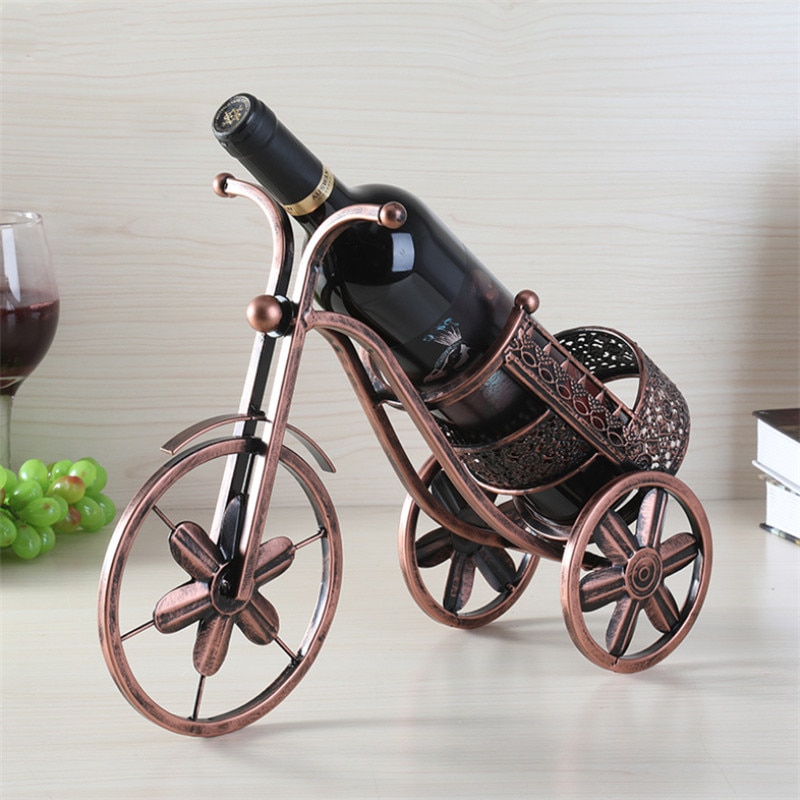 Europese Creatieve Metalen Fiets Vorm Wijn Fles Houder Ijzer Driewieler Wijnrek Dispenser Kitchen Bar Gereedschap Wijn Kast Plank