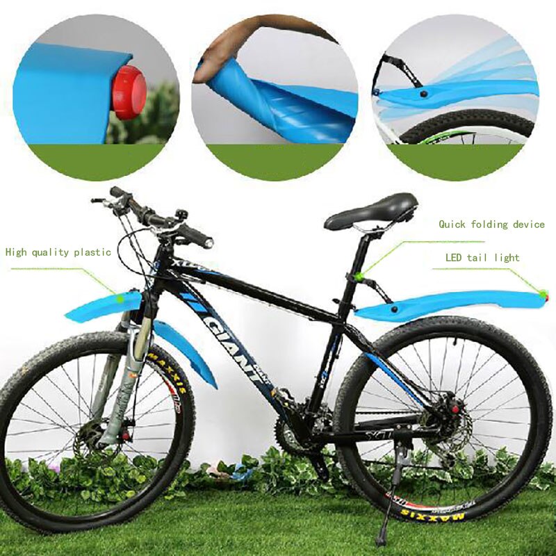 Guardabarros para bicicleta con luz trasera LED, ajustable, 5 colores, fácil de instalar