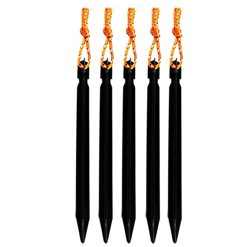 5 stücke Heringe 18cm Aluminium Zelt Stake mit Seil Im Freien Zelt Nagel Peg Camping Wandern Ausrüstung Reisen Zelt zubehör: 5pcs Black