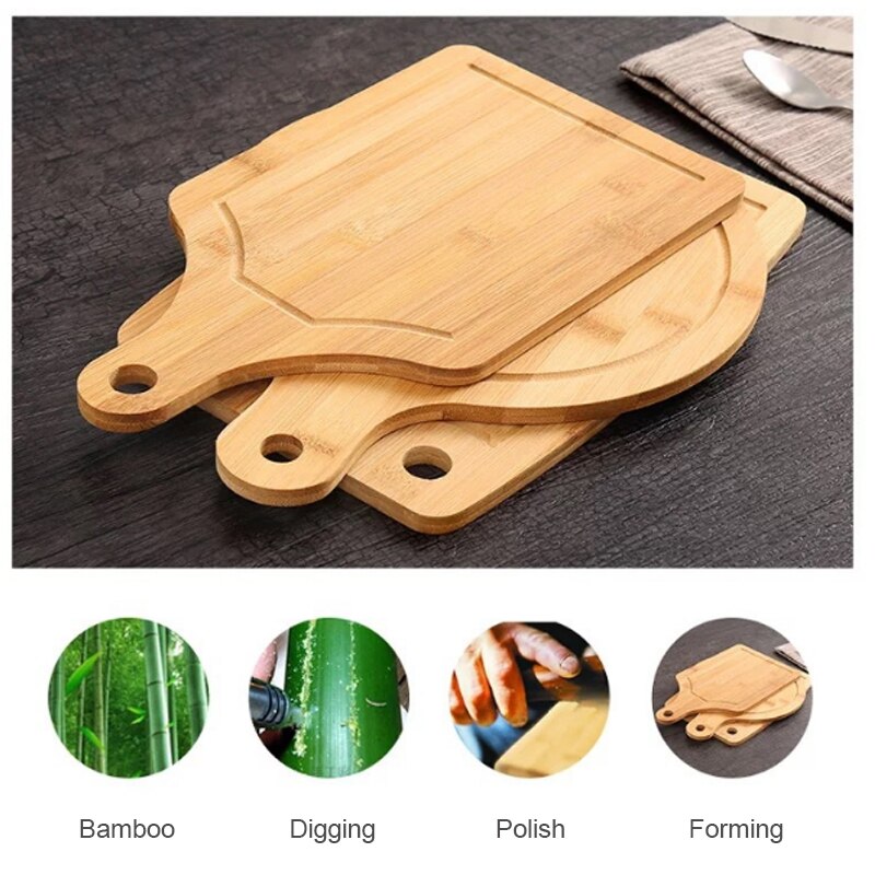Wooden Cutting Board Kitchen Cutting Board With Handle Solid Wood Food Board Pizza Bread Fruit Can Hang Cutting Board