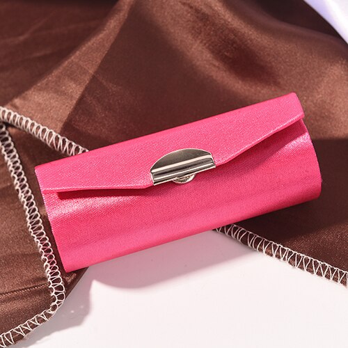 Leppestift etui retro brodert holder blomst med speil smykker emballasje boks tilfeldig farge: Rosa