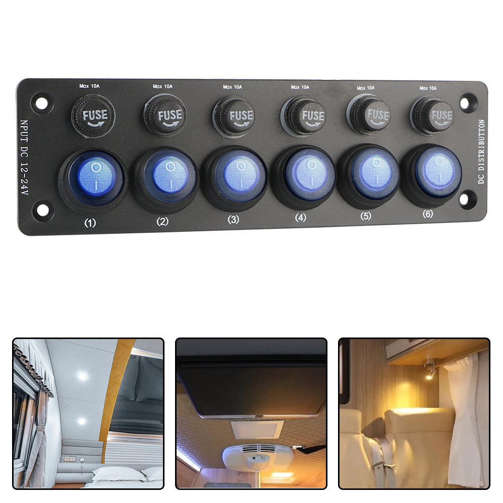 12V Toggle Switch Caravan On/Off Button 6 Position For Motorhome RV Camping Car Accessories Multi Port Sockets and Switches