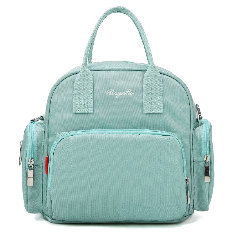 Luiertas Kleine Aantal Multi-Functionele Stijl Mother 'S Tas Hand Lichtgewicht Rugzak Schouder Luiertas: Mint Green Simple