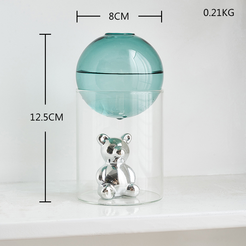 Jarrón nórdico para decoración del hogar, florero de oso con soporte, accesorios de decoración para el baño, maceta de flores, para el hogar: Green Vase