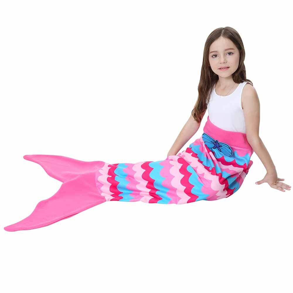 Mermaid Fish Tail Blanket Polar Fleece Wearable Portable Mermaid Blankets For Children Girl Kids On Bed Throw Plaid Blanket: Color 9
