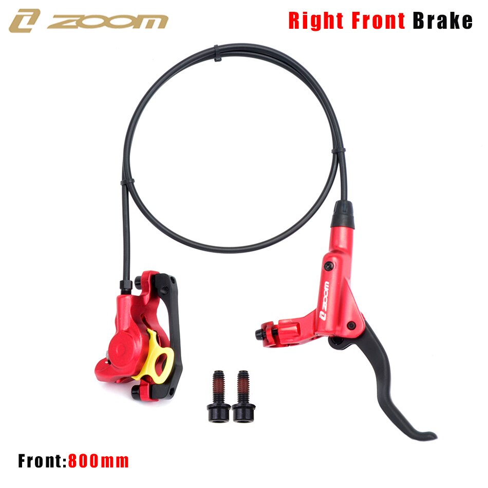 ZOOM HB-875 Mountain Bike hydrauliczny hamulec tarczowy przód i tył 800mm/1400mm hamulec rowerowy MTB ciśnienie oleju zacisk hamulcowy: Red Right Front