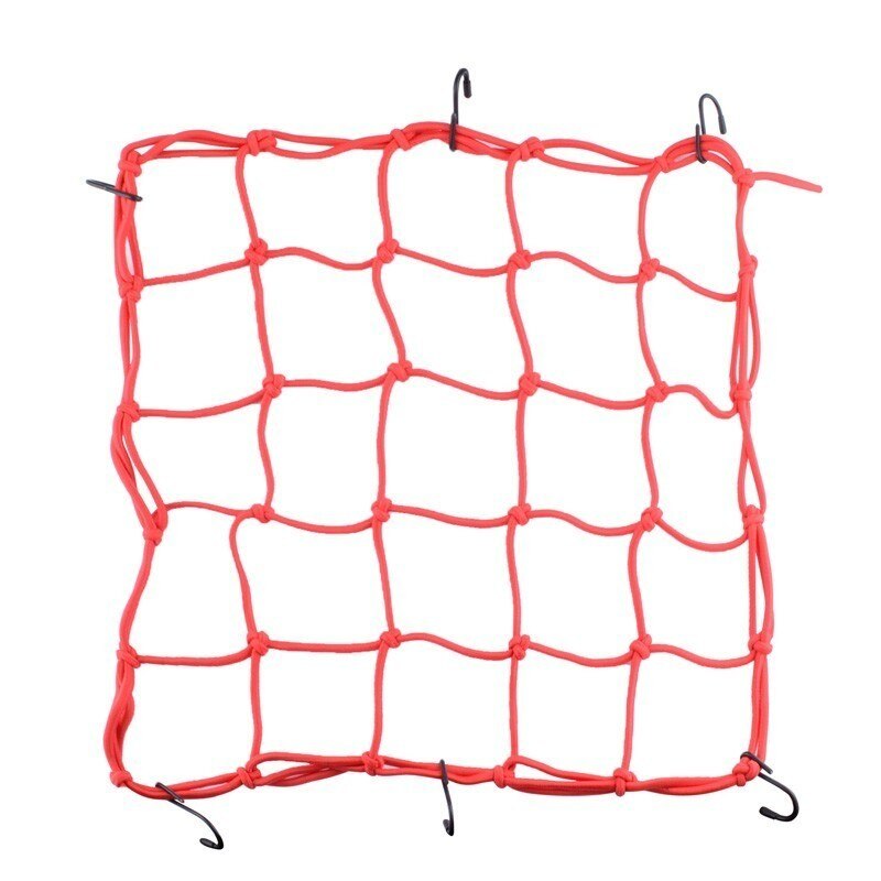40*40cm capacete da motocicleta bungee bagagem hold capacete universal malha de armazenamento tanque combustível bagagem malha web bike 6 ganchos segurar para baixo: Vermelho
