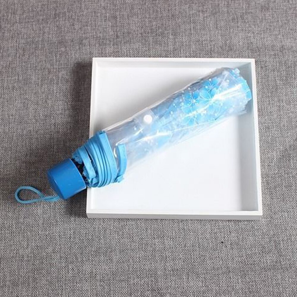 Paraguas transparente automático de lluvia para mujer, paraguas femenino de 3 etapas con 8 costillas, rosa, Morado, azul y verde, con imagen: Manual Blue