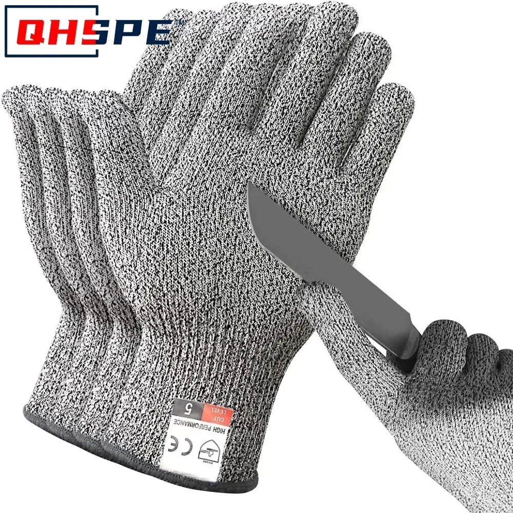 Guantes resistentes a cortes de grado 5, protección de seguridad para corte de vidrio HPPE resistente a los arañazos para cocina, trabajo de protección para jardineros