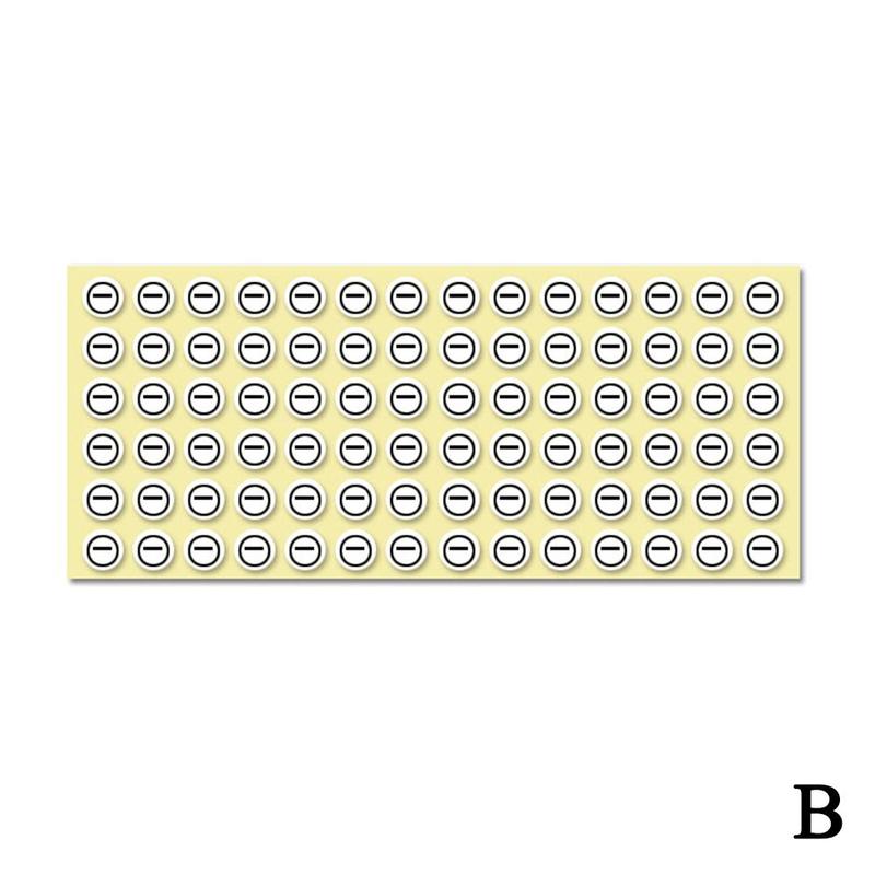 243pcs/1sheet Plus And Minus Aticker 8mm Red Black Positive &amp; Negative Self-adhesive Stickers Coated Paper Self Adhesive Labels: B