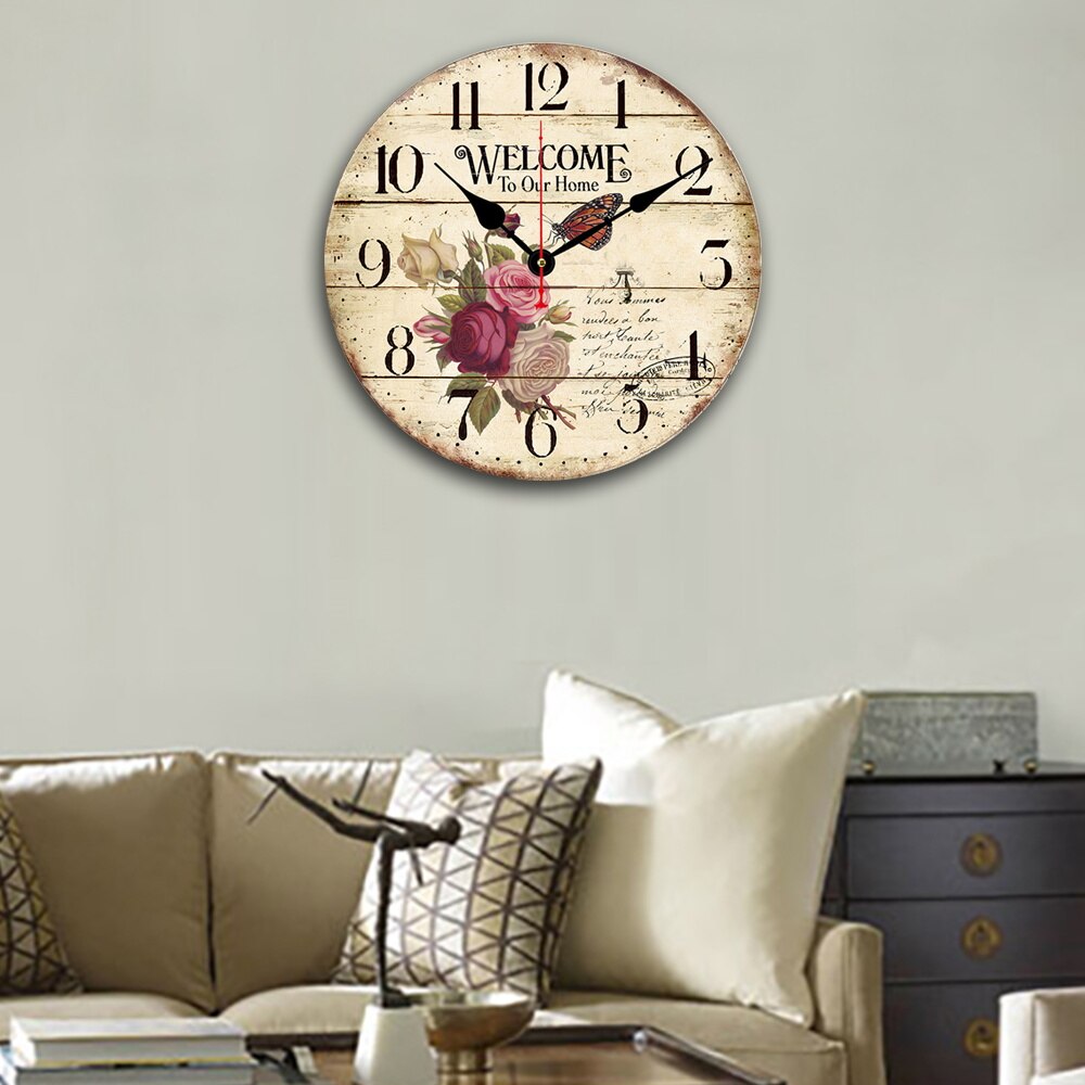 Vintage Wooden Wall Clock Antique Silent Decorative Wood Wall Clocks for Living Room Home Office Kitchen Wall Decor