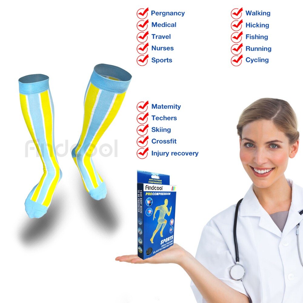 FINDCOOL Outdoor sports compression pressure socks Knee Stockings 20-30 mmhg Leg Socks Relief Pain Support Socks Relief Compress