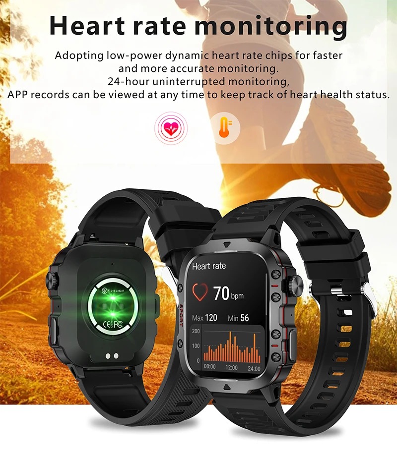 2025 nowy wojskowy inteligentny zegarek mężczyźni IP68 5ATM na wolnym powietrzu Sporty zdatność naganiacz zwierza monitor zdrowia 1.96 Cal Bluetooth Smartwatch