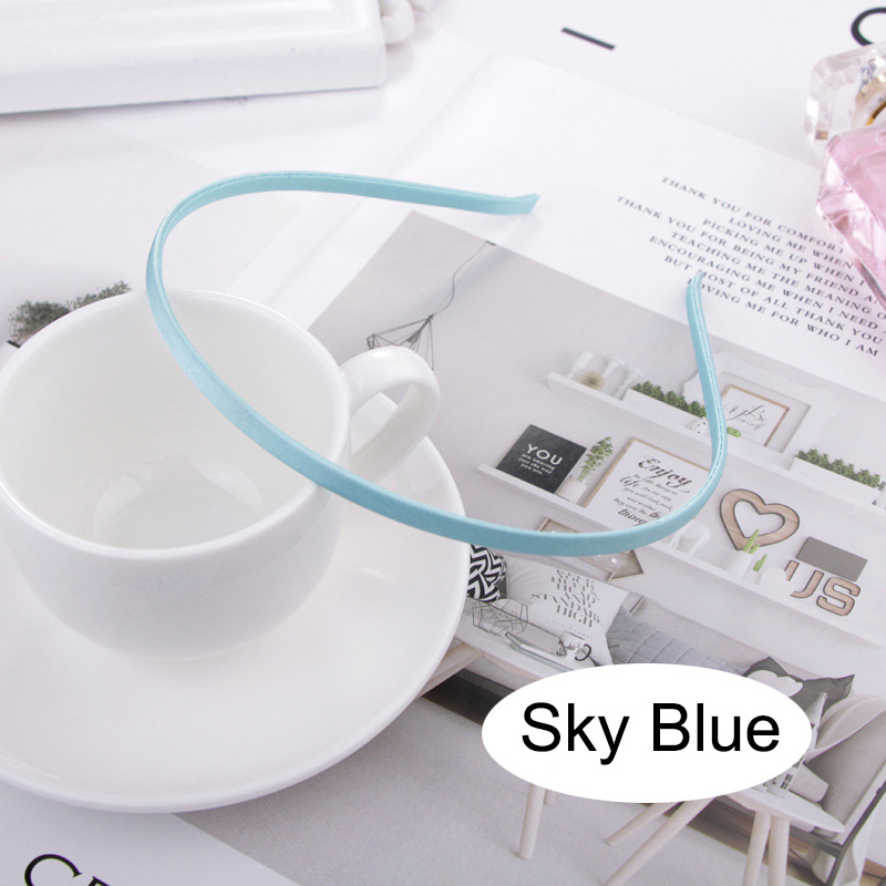10 sztuk zwykły stałe 5MM satynowa pokryte żywicy Hairbands ze stali nierdzewnej pałąk akcesoria do włosów dla dorosłych dzieci prezent: sky blue