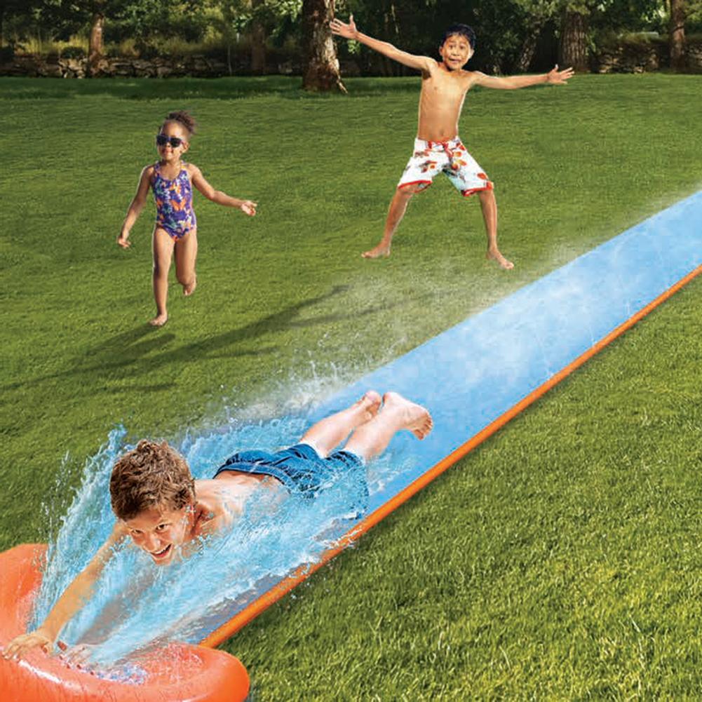 549 Cm Kinderen Opblaasbare Water Slide Pvc Grote Dikke Surfen Watersport Speelgoed Fun Gazon Glijbanen Zwembaden Voor Kinderen Familie