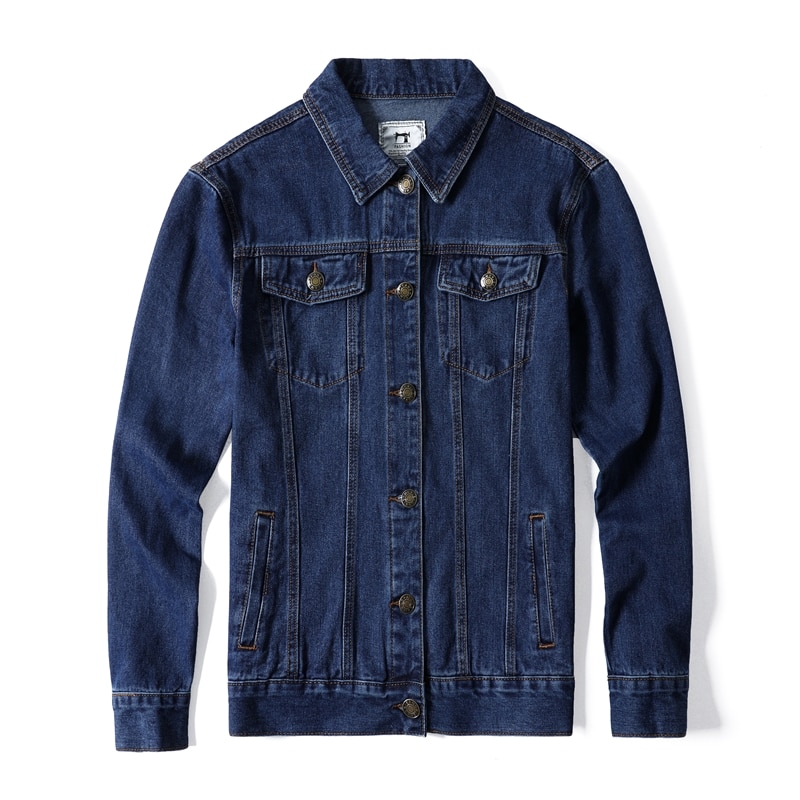 Høst jeansjakke i bomull herre uformelt ensfarget jakkeslag enspent denimjakke herre slank passe herrejakker