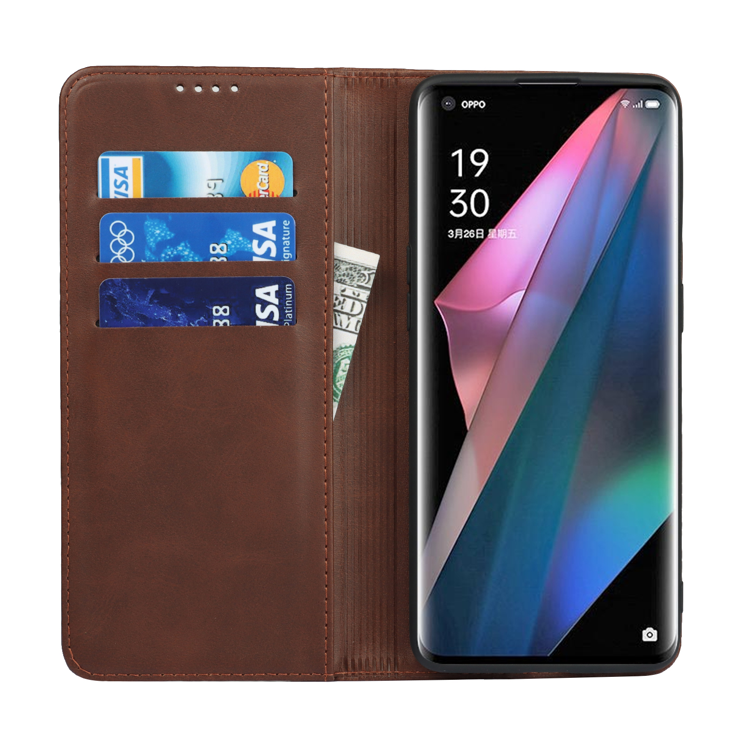 Funda de cuero para OPPO Find X3 Pro, carcasa con tapa, tarjetero, funda con atracción magnética, BILLETERA, funda para OPPO Find X3