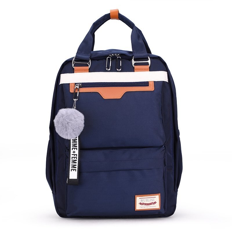 Mode Vrouwen Rugzak Nylon Waterdichte Rugzak Grote 15.6 Inch Laptop Schooltas Voor Tiener Meisje Leuke Student Bookbags: Blue